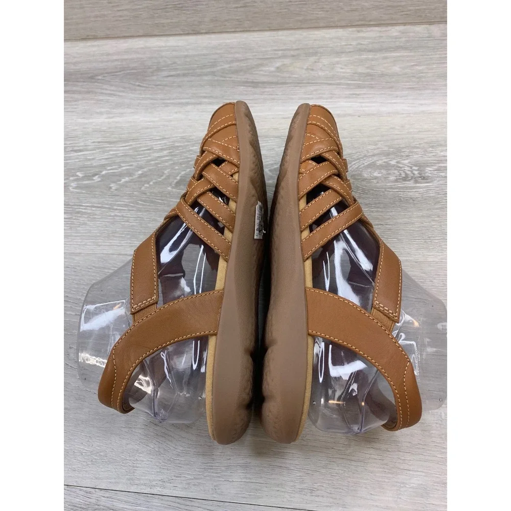 Clarks Collection ElizaBelle Mia Tan Leather Fisherman Sandals Women's 7 W Wide